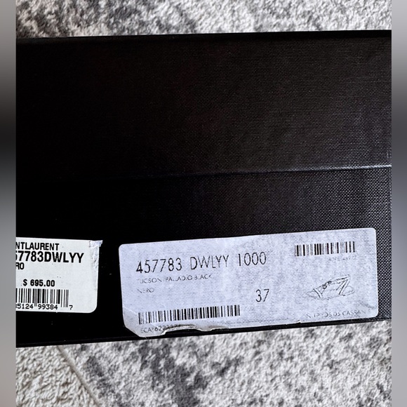 Saint Laurent Black Strappy YSL logo flat sandals black silver 37 + box - Picture 5 of 16